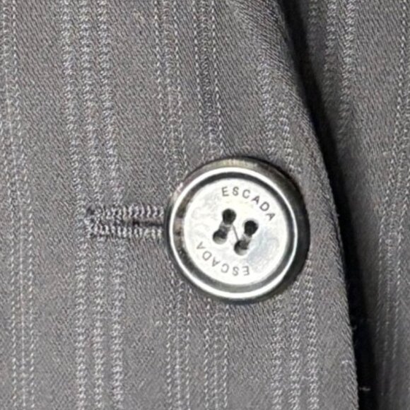 Escada Black Pinstripe Blazer Wool Silk Blend Size 34 - Picture 6 of 16